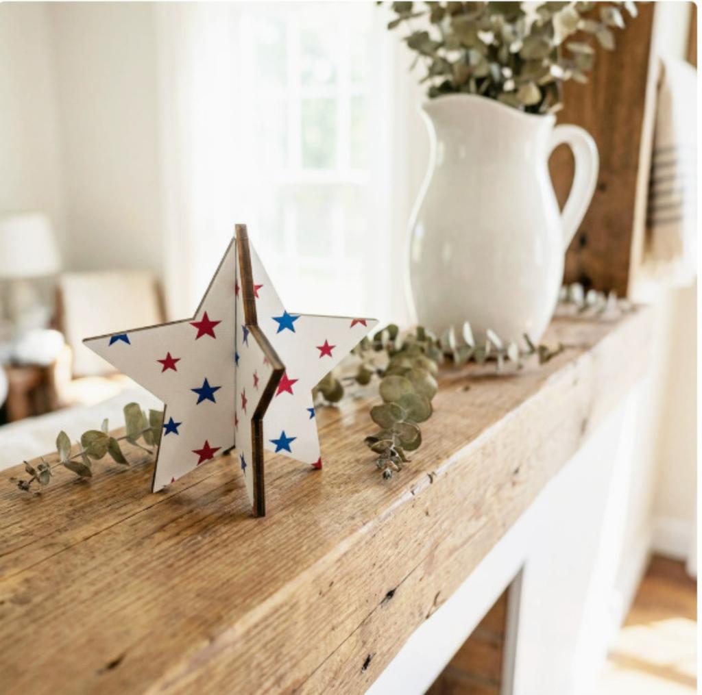 Cardboard Star Shaped Tabletop Decoration with White Star Print for Party Home Office Display Events Crafts DIY Projects