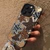 Material Phone Case for iPhone 16 17 Cases iPhone 16e 15 14 13 12 11 Pro Max XS X XR 7 8 Plus Black Leopard Print Star Cover