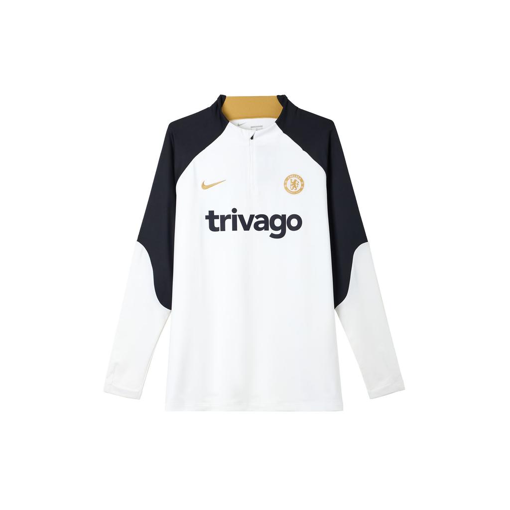 Nike Dri-FIT Fußball Trainingsshirt Buchstabenaufdruck Rundhalsausschnitt Langarm T-Shirt Herren Tops Weiß DX3100-101