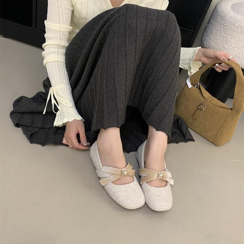 French Temperament Gentle Small Fragrance Mary Jane Spring and Autumn Retro Inner Height Increase 4CM Bow Pearl Single Shoes Women