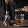 Japanese Gilding Iron Glaze Monk Tea Strainer All-Ceramic Integrated FilterTea Pet Decoration Tea Net Tea Strainer Tea Filter