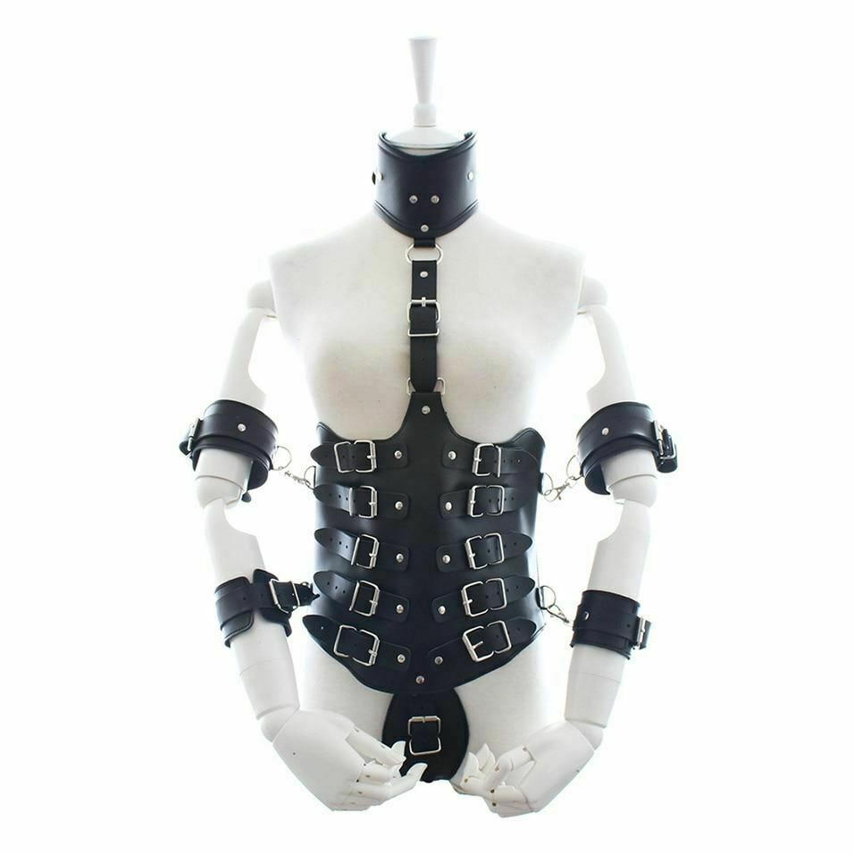 Leather  Corset Restraints Clothes Kink Fetish Collar Cuffs Body Harness