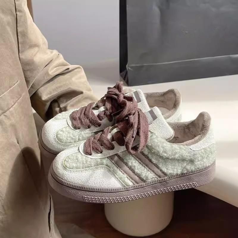 Retro Two-cotton Board Shoes Women's New Platform-soled Student Little White Shoes Versatile Fluffy Shoes