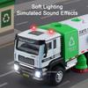 1:50 Alloy Sweeper Sanitation Truck Miniature Model Toys Car with Sound Light Wheel Sliding Engineering Vehicle Kid's Puzzle Toy
