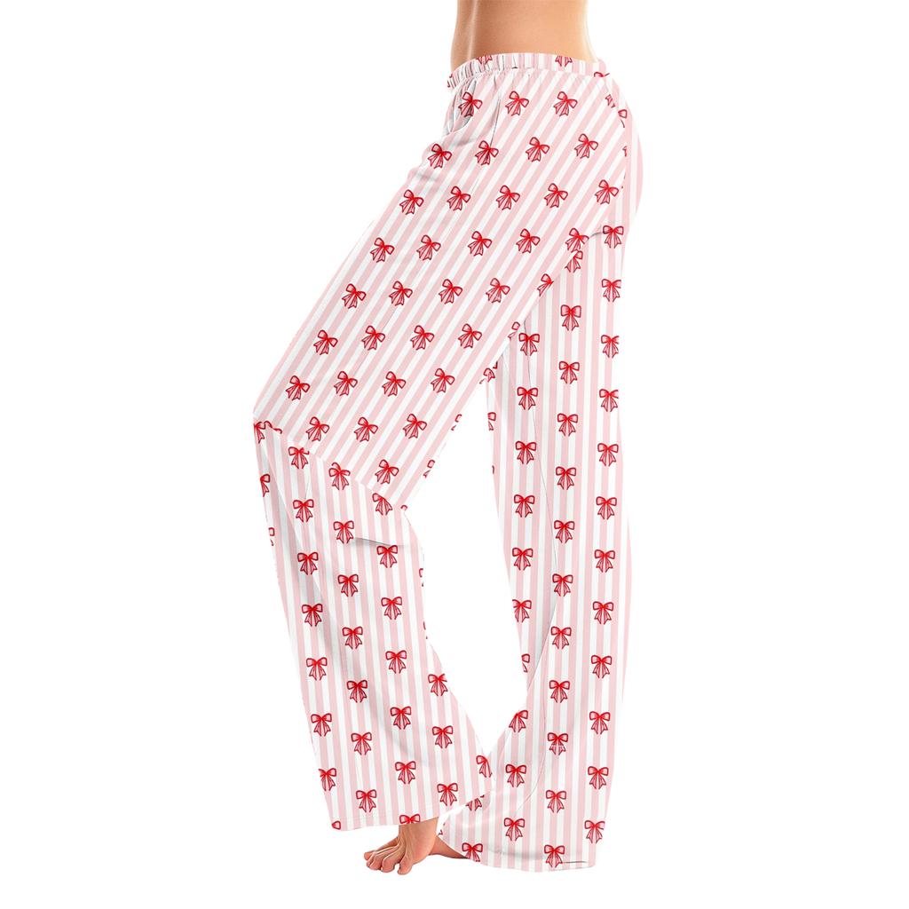 Women's Christmas Print Pajama Pants Casual Sleep Bottoms Without Holiday Home Wear