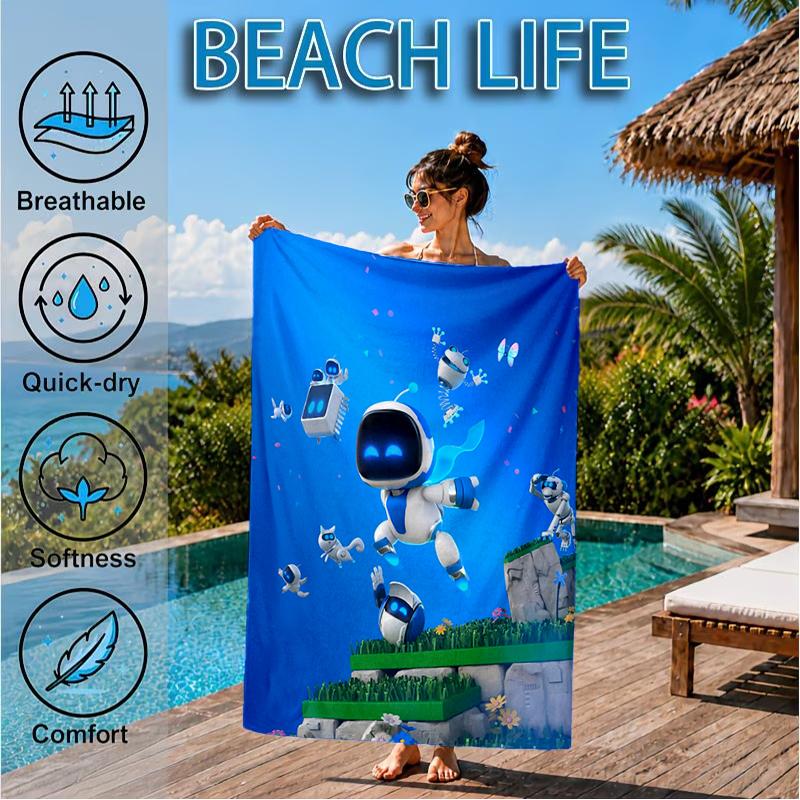 Weltraum Abenteuer Roboter Strandtuch, Super Weiche Mikrofaser, Perfektes Geschenk für Sie/Ihn, Geburtstag, für Pool, Strand, Reisen, Dekor Strandparty
