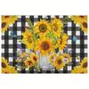 1PC  Sunflower Linen Placemats Are Heat-resistant Grid Pattern Is Very Suitable for Kitchen and Dining Table Decoration