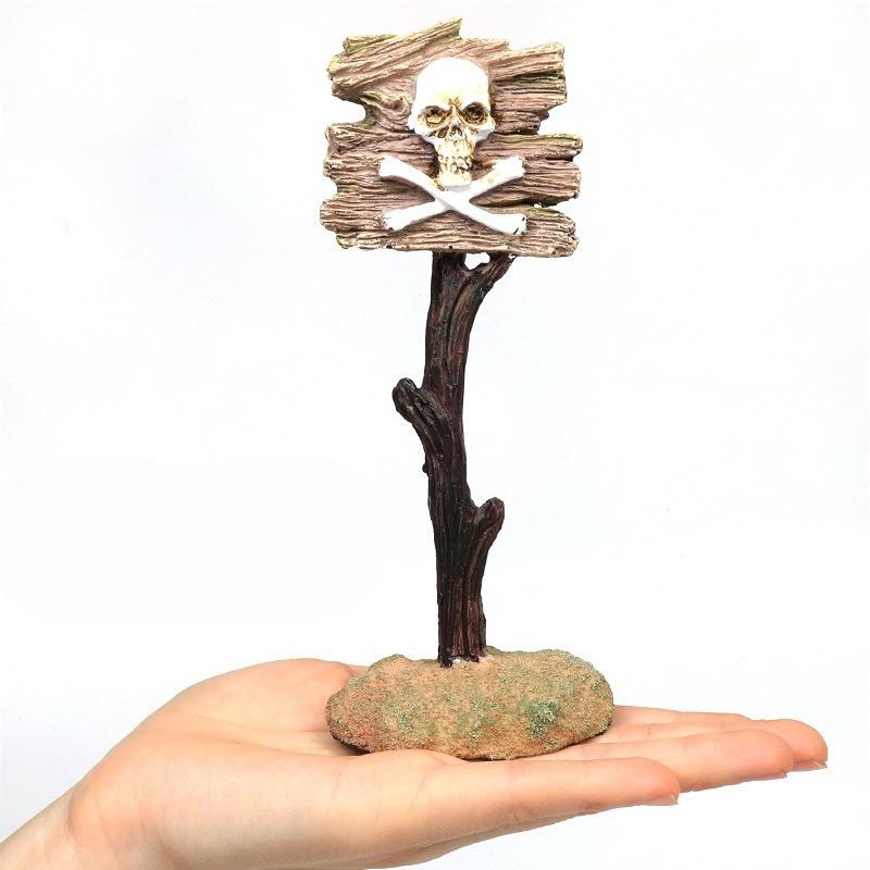 

1Pc Resin Aquarium Decoration Ornaments Artificial Shark Warning Sign Landscaping Accessories for Fish