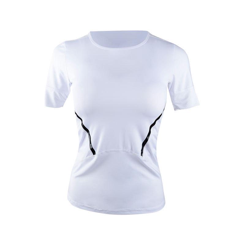 

Женский приталенный энергетический топ с коротким рукавом для занятий спортом и йогой Small белый