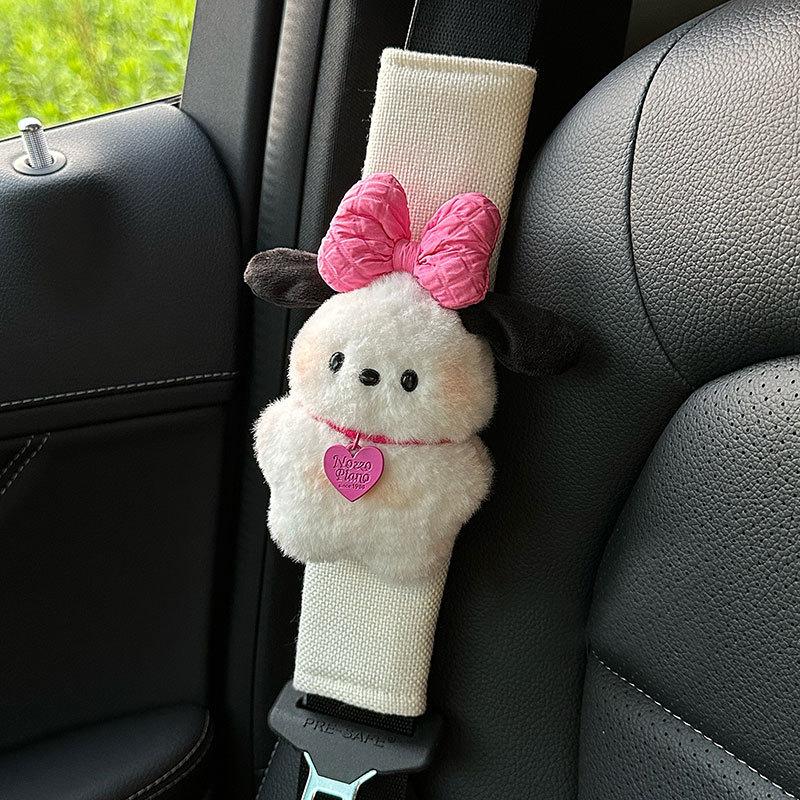 Cartoon Car Seat Belt Cover Anime Puppy Plush Auto Seat Belt Shoulder Protector Pad Car Interior Accessories