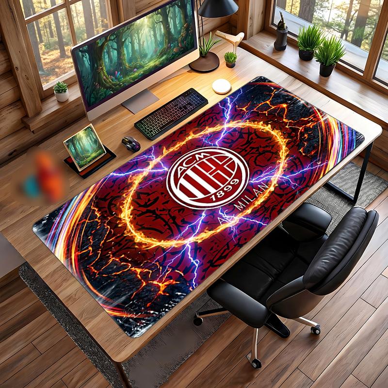 Tappetino per Mouse Grande Stampato AC Milan, Tappetino Morbido in Gomma Antiscivolo per Scrivania da Gioco per Ufficio Laptop Computer Decorazione
