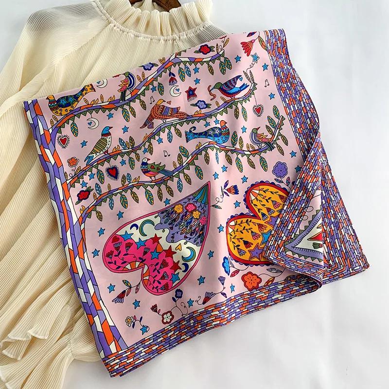 90x90cm Square Scarf for Women Head Shawls and Wraps Luxury Print Neck Scarves Hijab Bandana