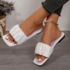 Fashion Women's Fashion Slippers Summer New Square Head Shallow Mouth Open Toe Soft Sole Anti-slip Wear-resistant Flat Sandals