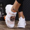 Halloween Style Platform Sneakers Women Breathable Knitted Soft Sports Shoes Ladies Comfort Flat Heels Non-Slip Casual Shoes