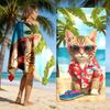 Cat Print Hawaiian Beach Towel Unisex Absorbent Portable For Beach Pool Gym Camping Diving Surfing Summer Essential Gift