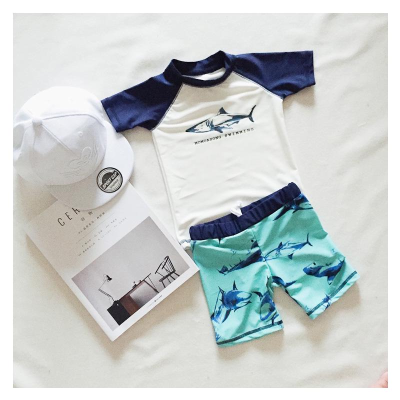 

2022 Summer Three-piece Cartoon Shark Swimsuit for Boys 110 cm