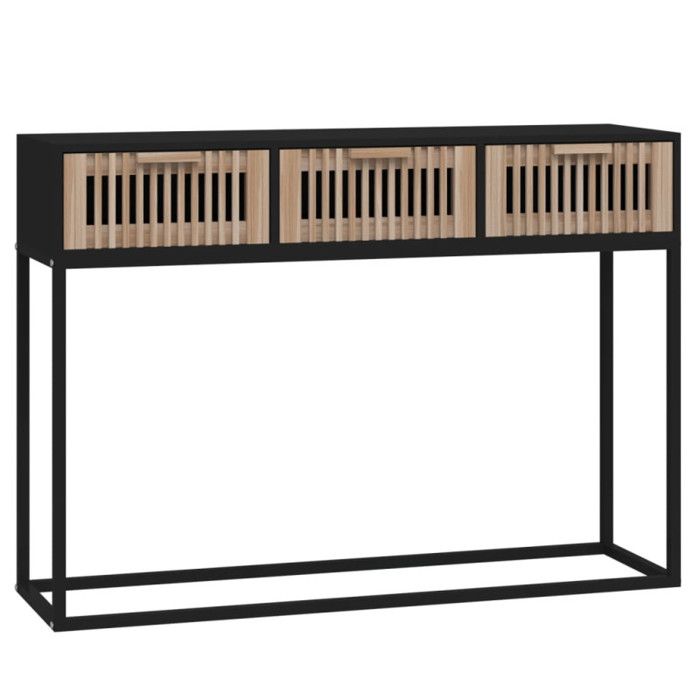 VidaXL Console Table, Side Table with 3 Drawers, Living Room Storage Furniture, Scandinavian, Black Wood 352107
