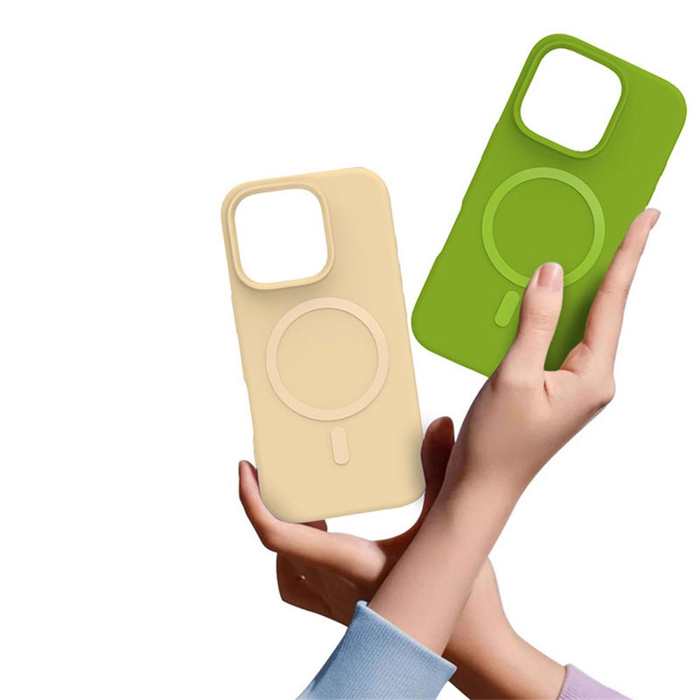 For iPhone 16 Pro Magnetic Case with Microfiber Lining PC+Liquid Silicone Phone Cover