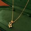 Women's Fashion Hollow Diamond Four Leaf Flower Pendant Necklace