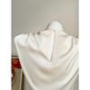 Women's Spring Summer Pleated Satin Shirt Color Ding Imitation Silk Short Shirt