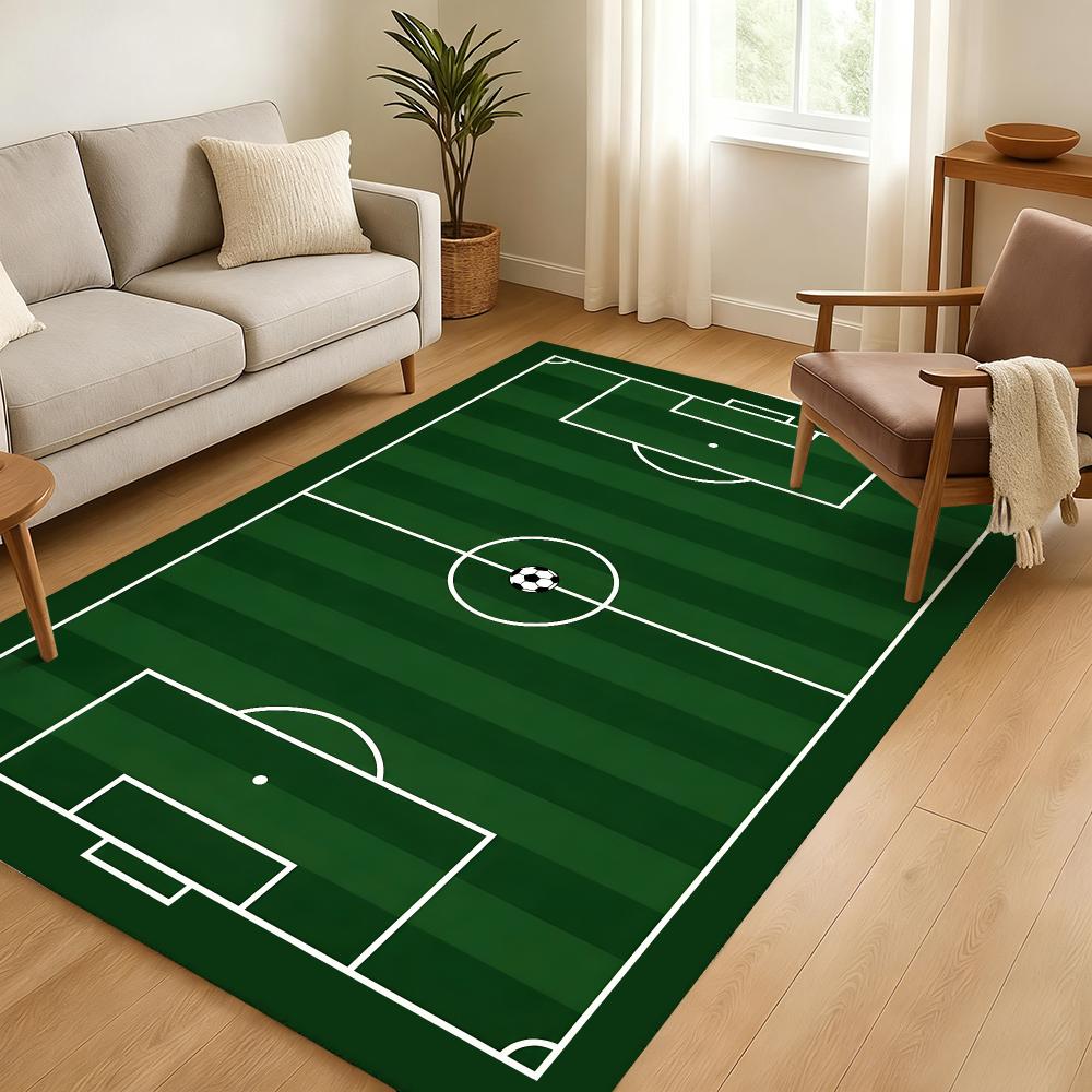 Soccer Field Pattern Door Mat Floor Mat Soft Thickened Absorbent Non-Slip Bedroom Living Room Door Mat Home Decor Flannel Rugs