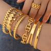 French Retro Fashion Geometric Titanium Steel Open Bracelet Women'S Exaggerated Irregular Bracelet C-Shaped Bracelet Women'S Collection