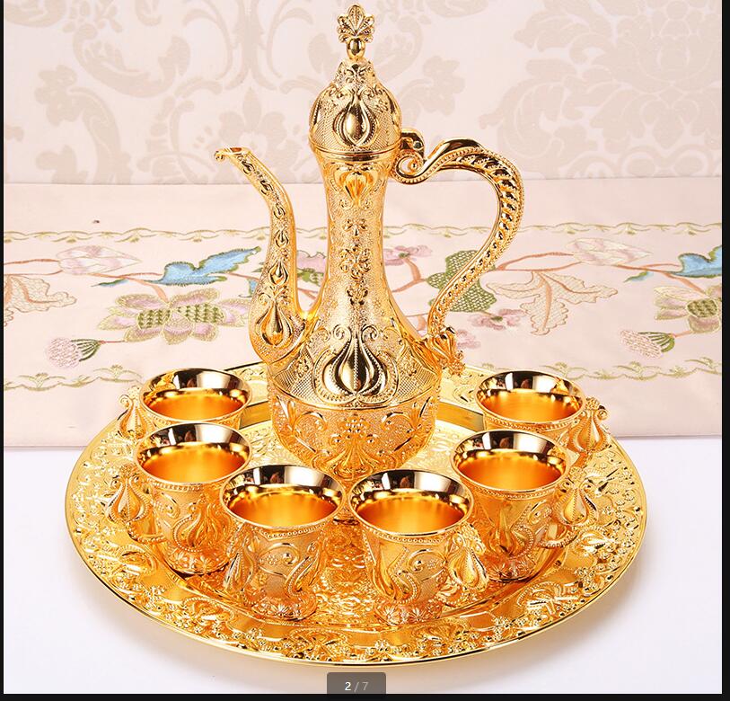 

Gold Metal Wine Glass Set 8-piece Sets Liquor Dispenser Shot Glasses золотой