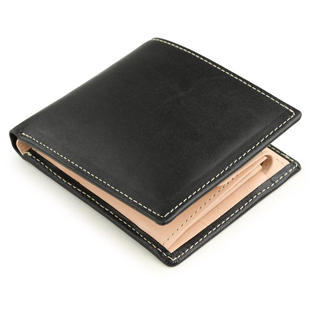 ABIES Japanese Tochigi Leather Cowhide Bifold Black Wallet,