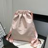 Schoolbag solid color Korean version drawstring retro versatile large capacity backpack female niche simple fashion personalized backpack