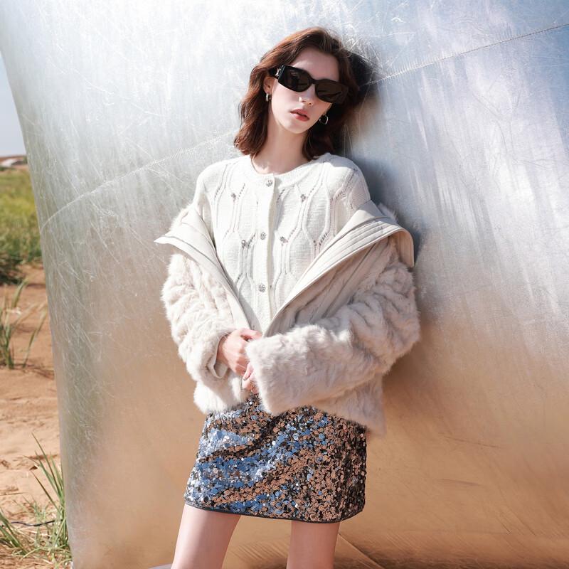 Sancai Machine-Washable Winter Crew-Neck Button-Front Knit Cardigan