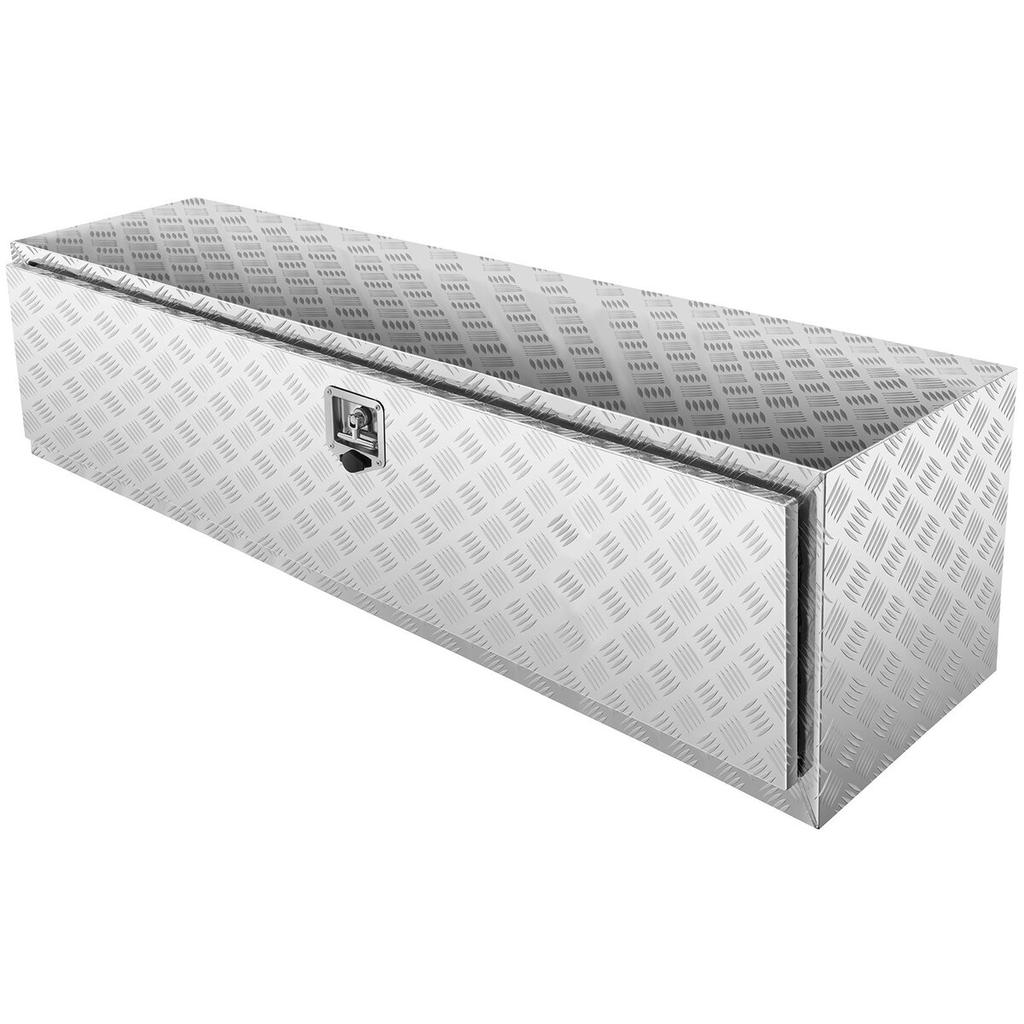 Underbody Truck Box, 60"×24"×24" Pickup Storage Box, Heavy Duty Aluminum Diamond Plate Tool Box with Lock and Keys, Waterproof Trailer Storage Box