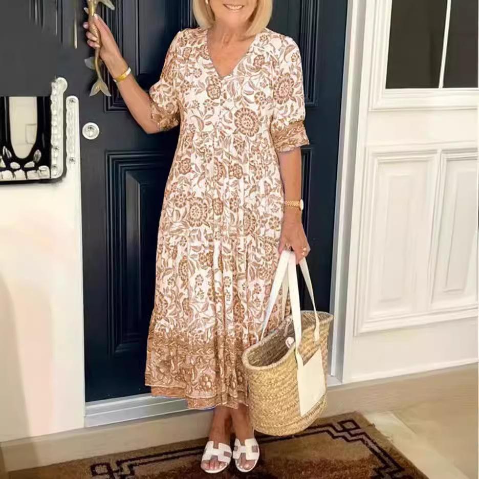 New Women'S Clothing Daily Temperament Elegant Casual Pure Desire Sexy Printed Jumpsuit Long Skirt Light Dress High-End Party Dress