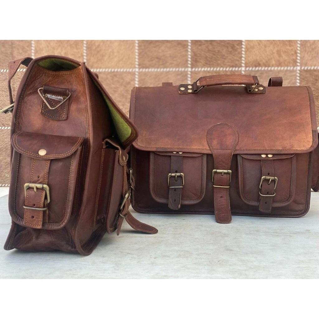 Leather Saddle Brown Motorcycle Panniers Saddlebags Bags