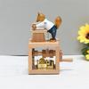 Anspruchsvolle Holz-Spieluhr mit Handkurbelwerk, Cartoon-Tierfigur, musikalisches Desktop-Ornament für Sammler