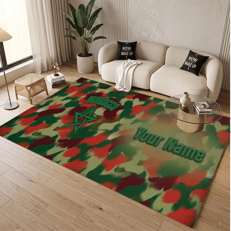 Personalized Crystal Velvet Carpet Morocco Football Pattern Non Slip Floor Rug