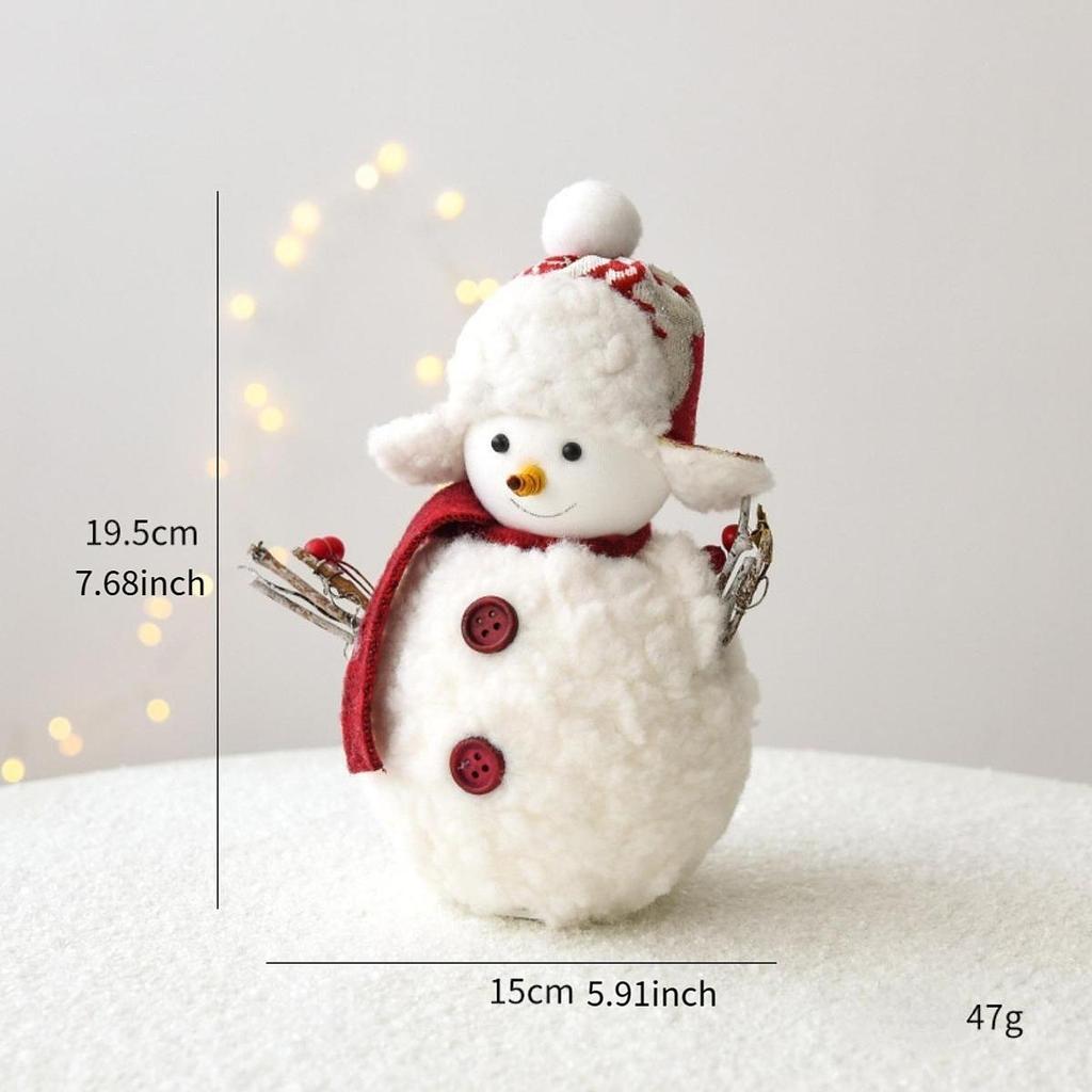 Christmas Decor Snowman Figurine Tabletop Centerpiece Foam Cloth Ornament for Room Decoration Accessories Holiday Party