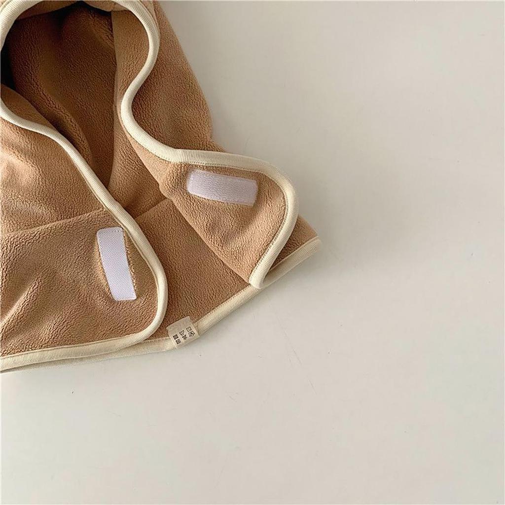 Baby Winter Lamb Fleece Warm Balaclava Hat Cute Bear Ear One Piece Scarf Hooded Cap Infant Boy Girl Toddler Windproof Ear Protection Beanie