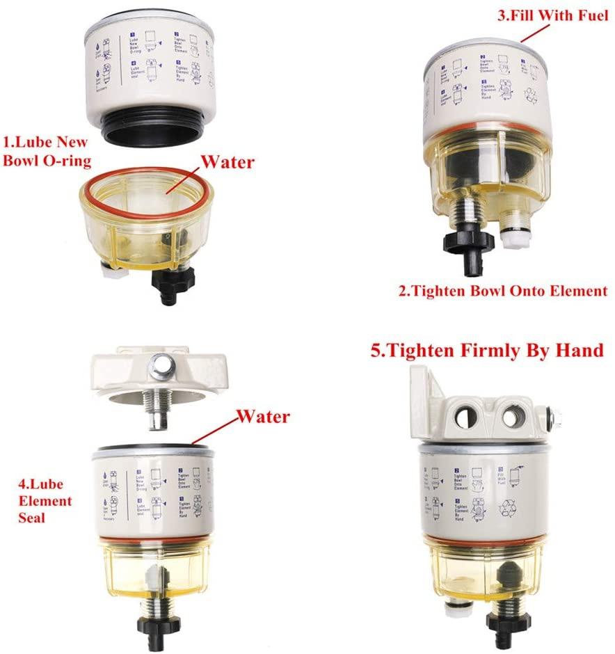 R12T Fuel / Water Separator Filter Diesel Engine for Racor 140R 120AT S3240 NPT ZG1 / 4-19 Complete Parts Complete Combo