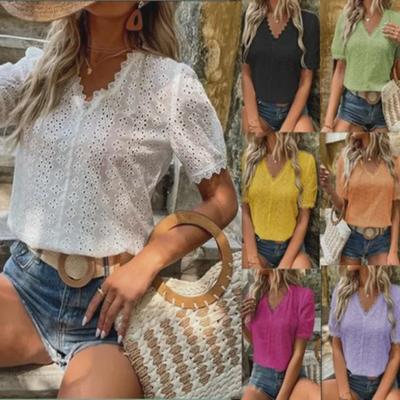 Camicia Estiva a Maniche Corte Vuota Monocolore - Stile Europeo e Americano