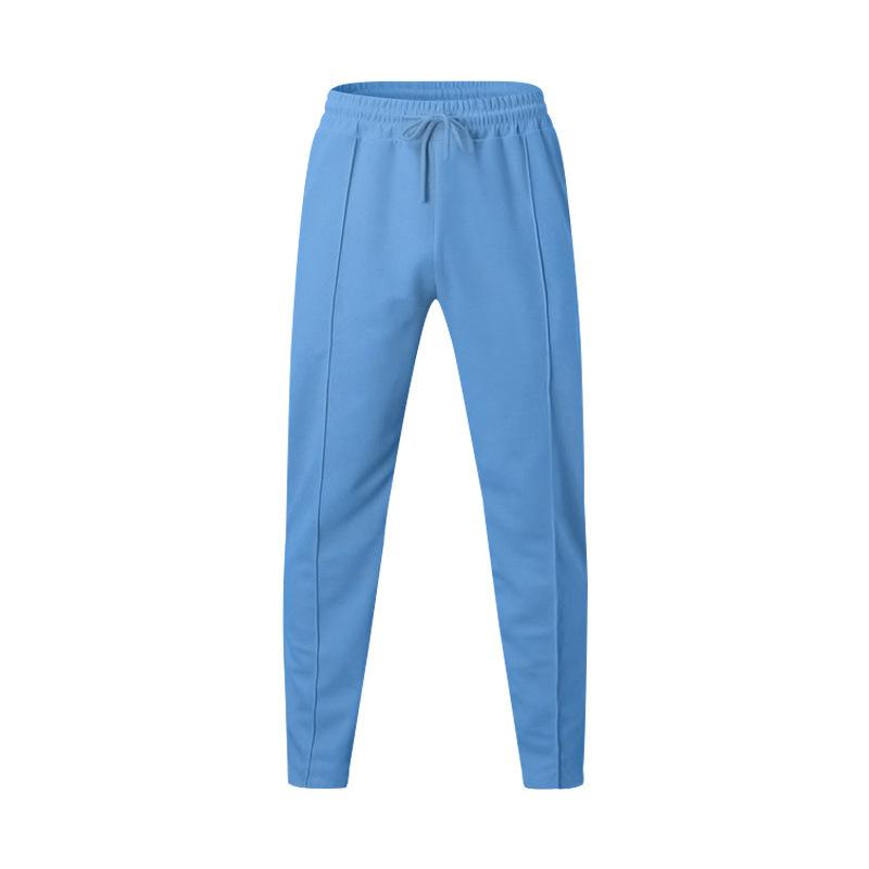 Men's Fashion Casual Solid-Colour Trousers Loose-Fit Drawstring Straight-Leg Trousers