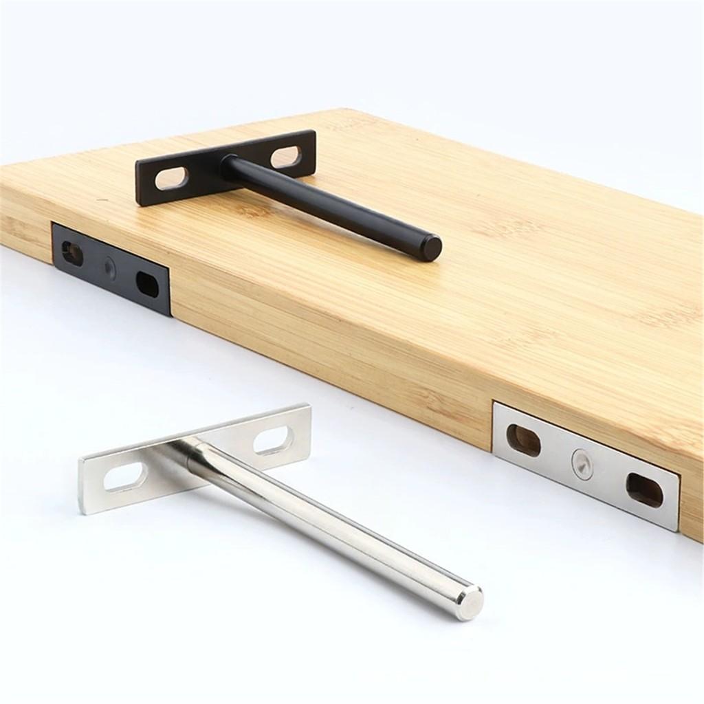 Set of 6 Concealed Fixed Brackets 128 Mm 5-inch Metal Flat Brackets Suspended Shelf Brackets with Screws and Expansion Tubes Concealed Shelf