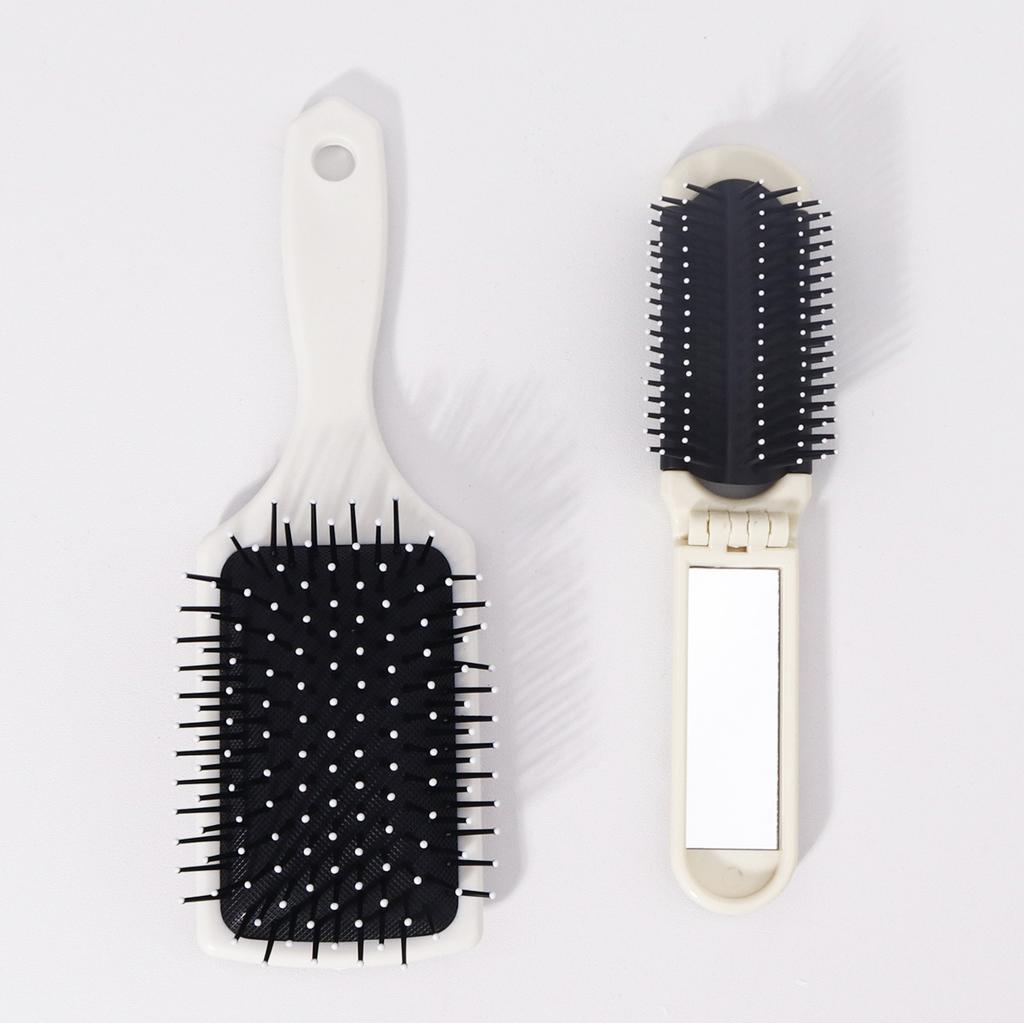 2pcs Printed Comb Set - Featuring Bow or Bear Patterns, Including Airbag Comb and Folding comb,Special for Real Hair Wigs