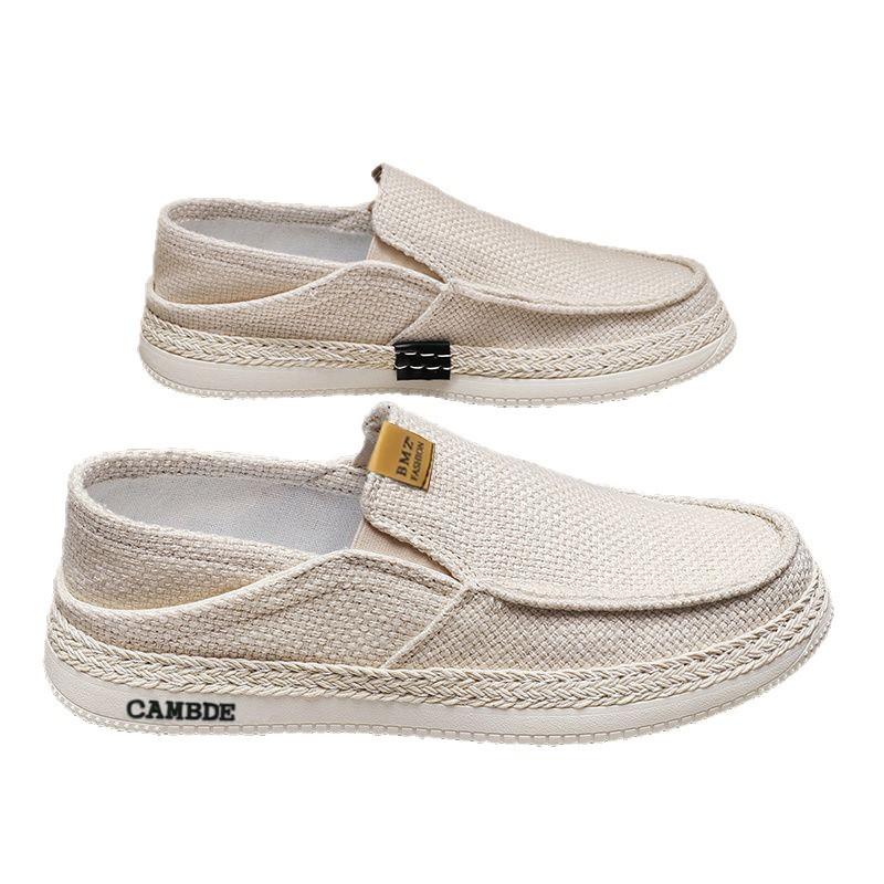 Cloth Shoes Men's Summer New Breathable Fisherman Shoes Men's Trend One-pedal Linen Casual Driving Beanie Shoes