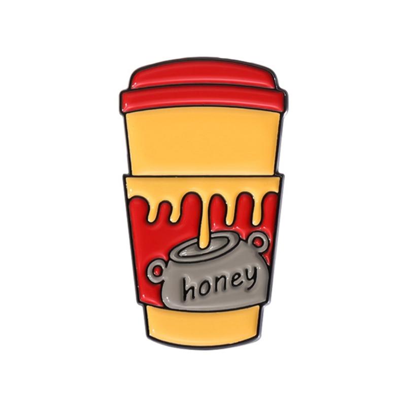 Cartoon Cup Brooch Pin For Women Fashion Alloy Material Badge Accessory With Enamel Finish And Star Accent