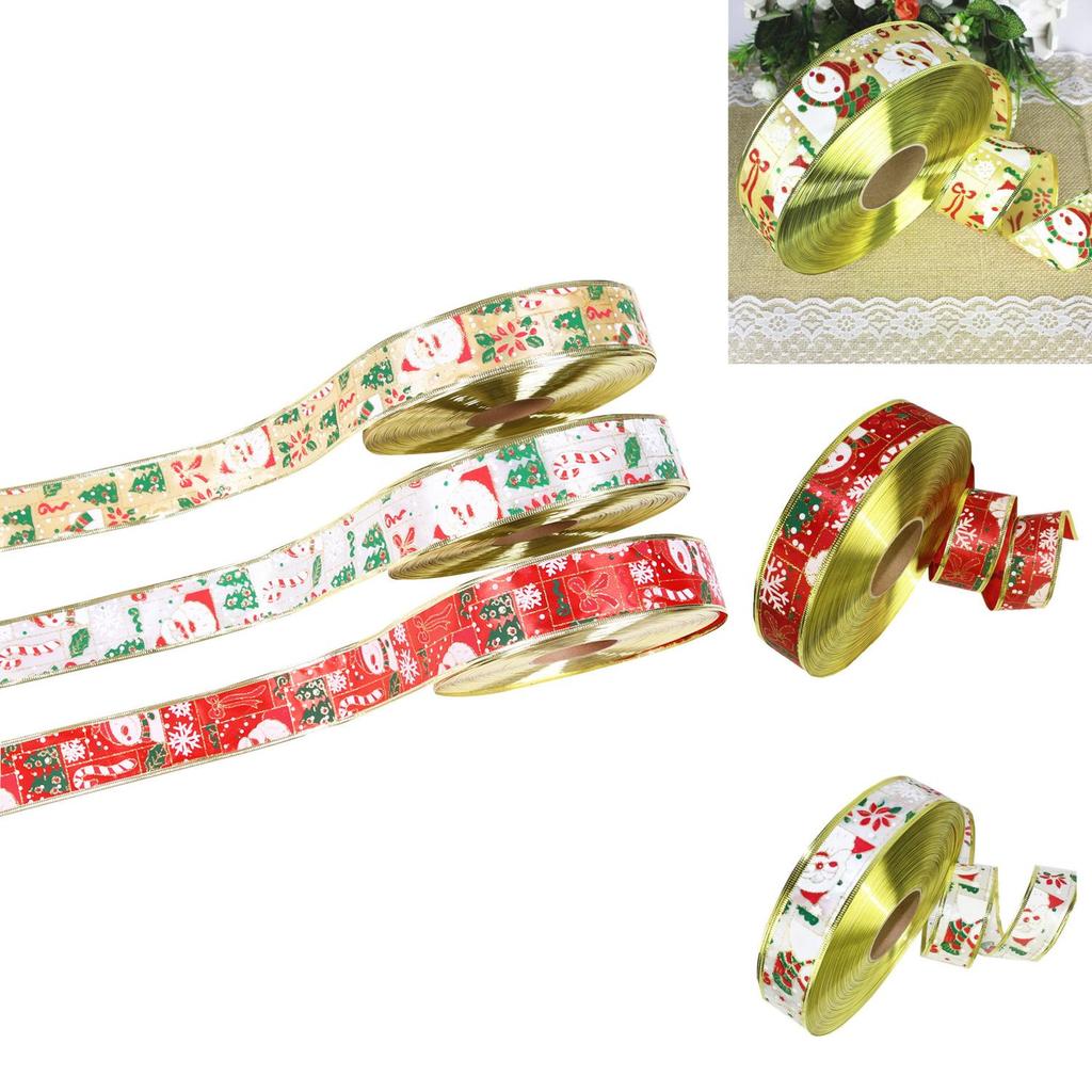 Festive 10 Meter Christmas Santa Snowman Decorative Ribbon For Holiday Gift Wrapping