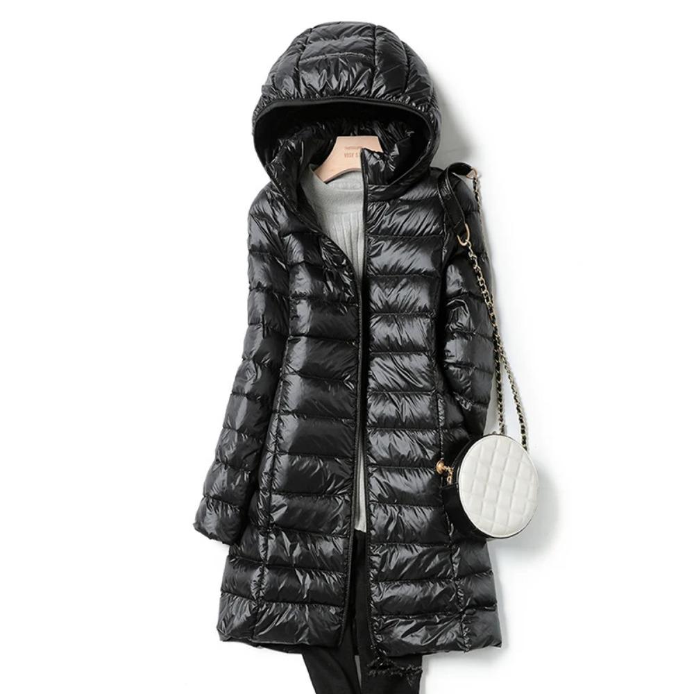 

OFTBUY Slim Remove Hooded Parka Fashioned Upperwear 2023 Winter Womens Down Jackets Long Light Thin Coat Puffer Jacket M