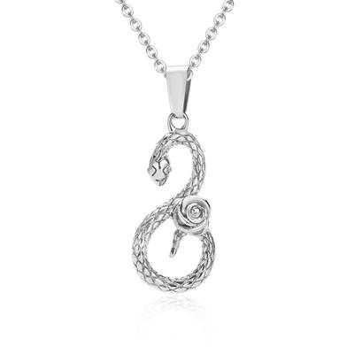 Azuki Snake Octagonal Rose Stainless Fashion Accessory Necklace, Silver, Women's, Chain, Necklace, Shape, Pendant, Steel, Hypoallergenic,