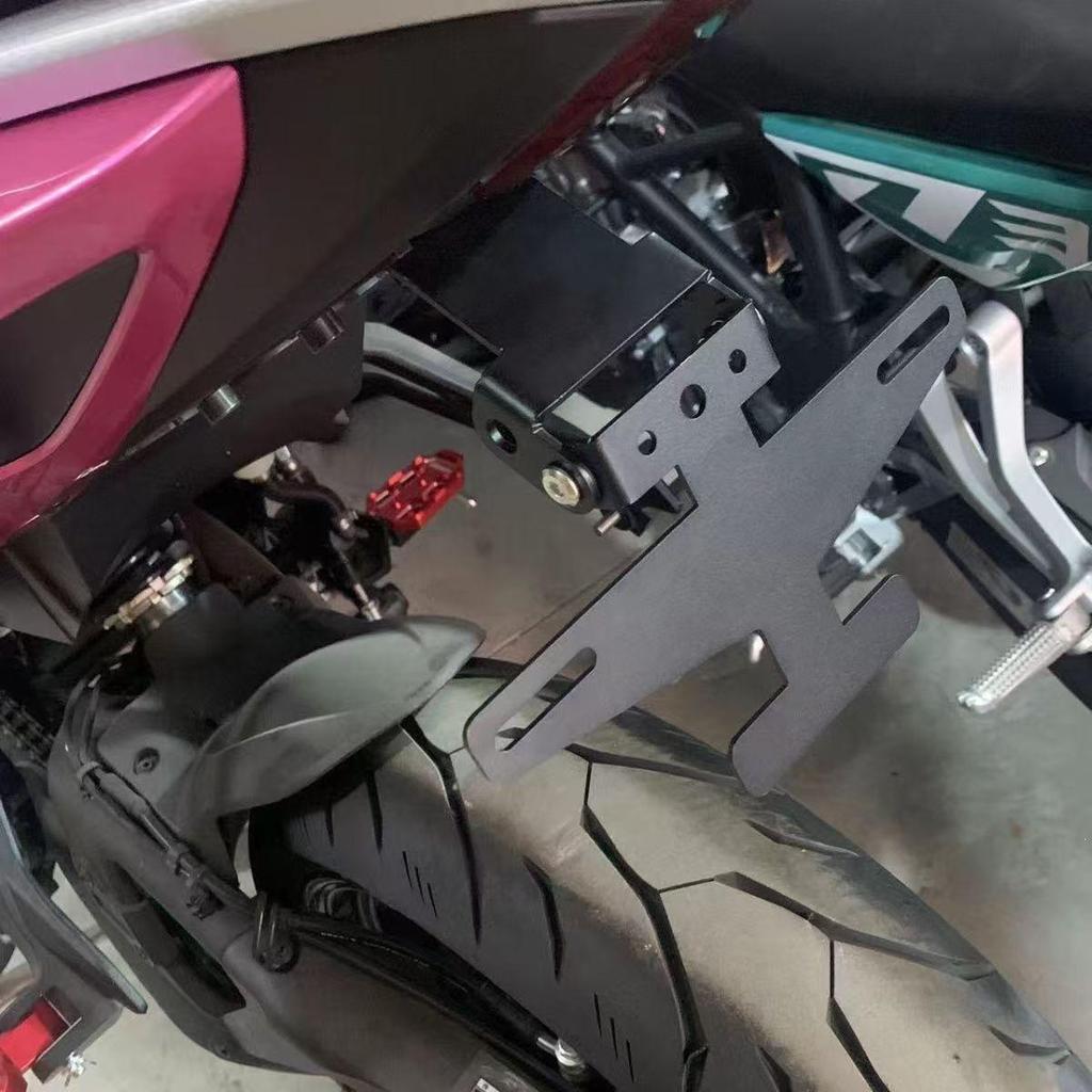Qianjiang Sai 250/150 Rear Stainless Steel License Plate Holder, Short Tail Modification, Foldable & Thickened
