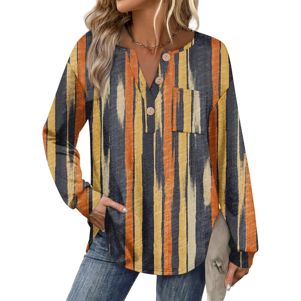 Women's Retro Printed Fashionable Long-sleeved Top