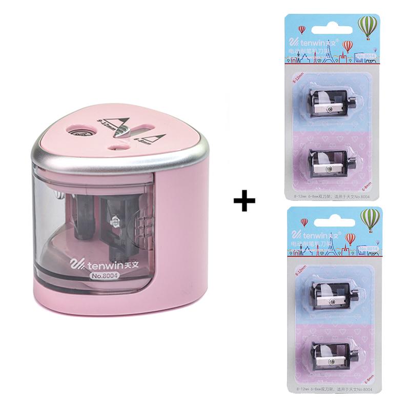 Tenwin Automatic pencil sharpener Two-hole Electric Switch Pencil Sharpener stationery Home Office School Supplies
